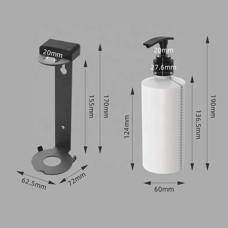 Modern Wall Mounted Shampoo and Conditioner Dispenser Magnetic Lock Refillable Shower Soap Dispenser for Bathroom