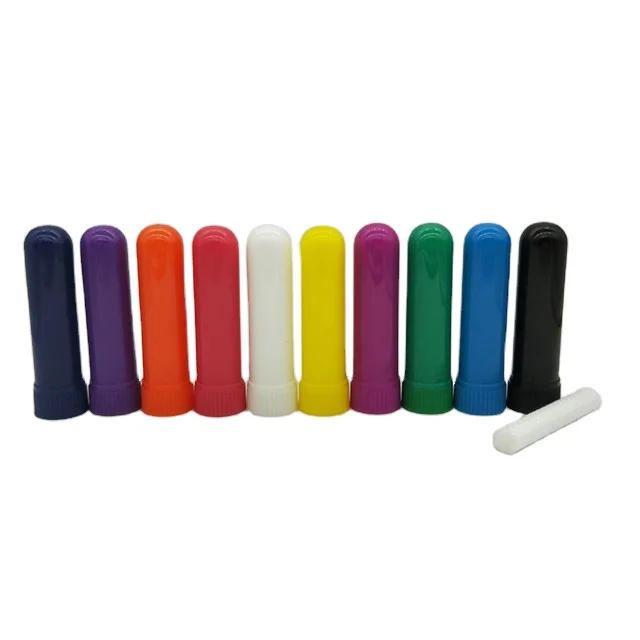 Stock Plastic Nasal Inhaler Tube Packaging Custom Printing PP DIY  White Black with Fiber Sticks 8X51MM