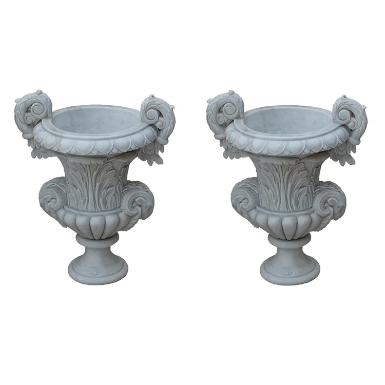 Wholesales high quality ornamental handcarved marble flower pot for sale for garden decoration