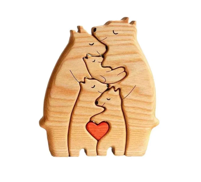 Wooden Bear Family Home Decoration Indoor Table Decor Gift