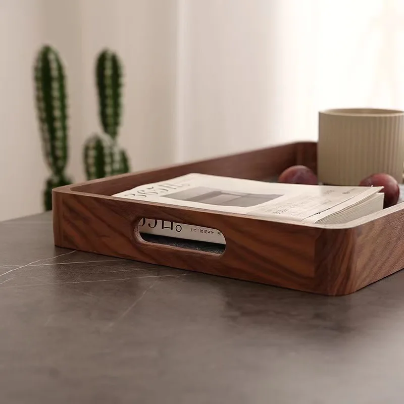 High-Class Rectangular Shape Wooden Serving Trays With Glass Bottom Elegant Wood Trays For Food and Snack