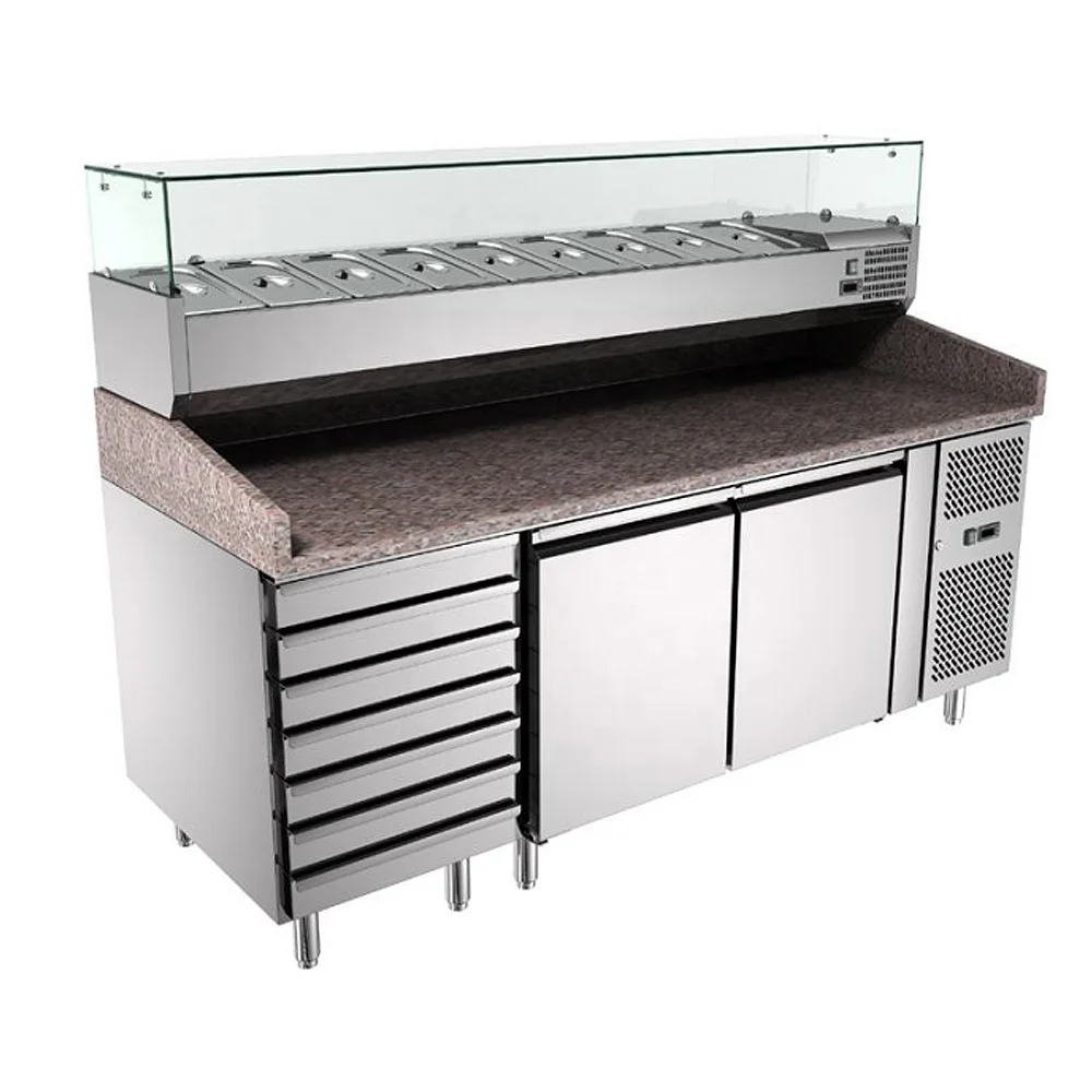 OEM CE stainless steel commercial refrigeration equipment LUXURY pizza restaurant counter