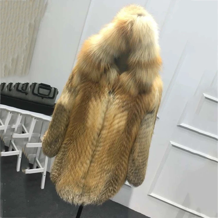 
Winter Custom Warm Real Red Women Fox Fur Coat 