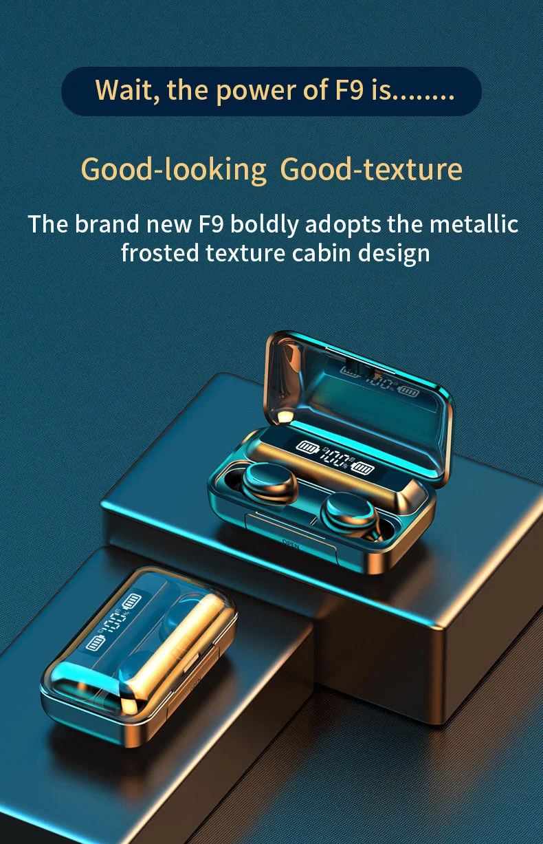 Durable Quality Guarantee Ture Wireless Stereo Earphone Waterproof Headset Tws Audifonos F9