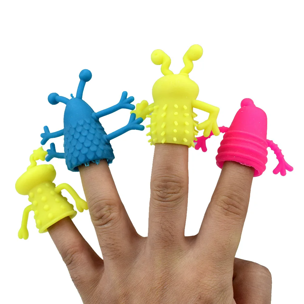 Monster Mini Soft TPR Toys Colorful Silicone Plastic Finger Puppet Set For Kids