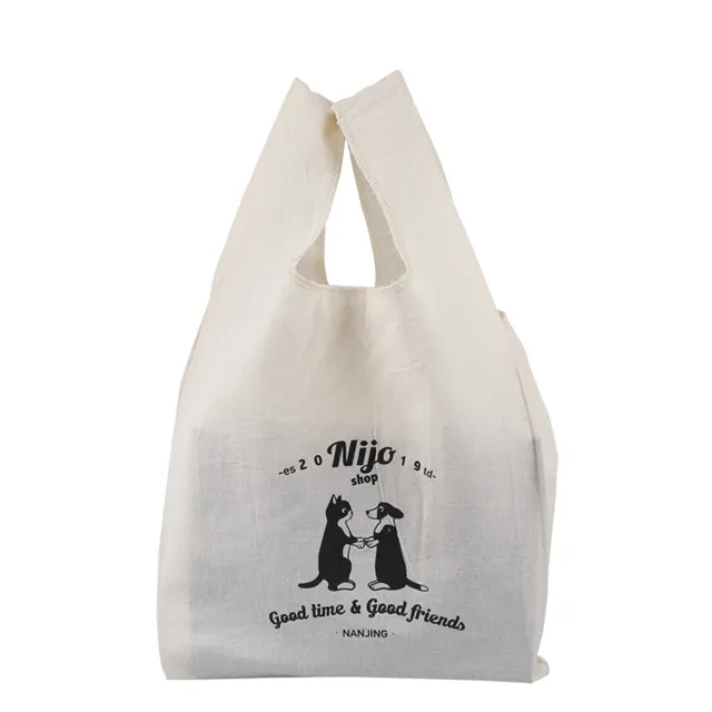 
Cheap Wholesale Heavy Duty Custom Print White 12oz Cotton Calico Canvas Shopping Beach Tote Cloth Bag 