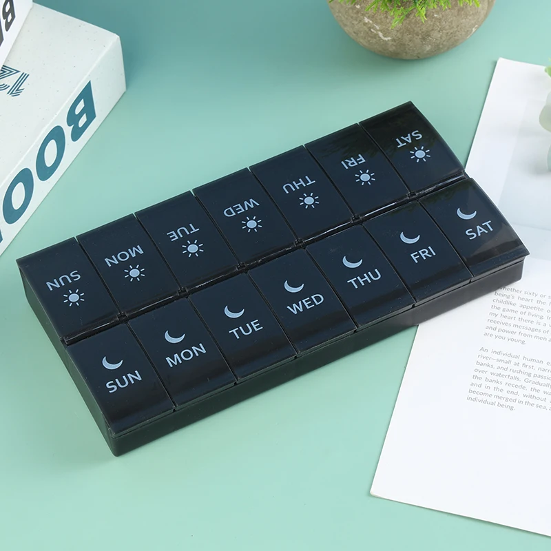 Pill Organizer 2 Times a Day Large 7 Day Vitamin Organizer AM PM/Weekly Daily Medicine Box Cases for Pills Fish Oil Supplements