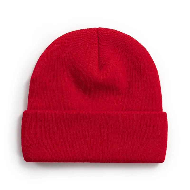 Fashion knit thermal hat beanie hats custom logo Beanie mens beanie Winter skull knit cap with folded cuffs