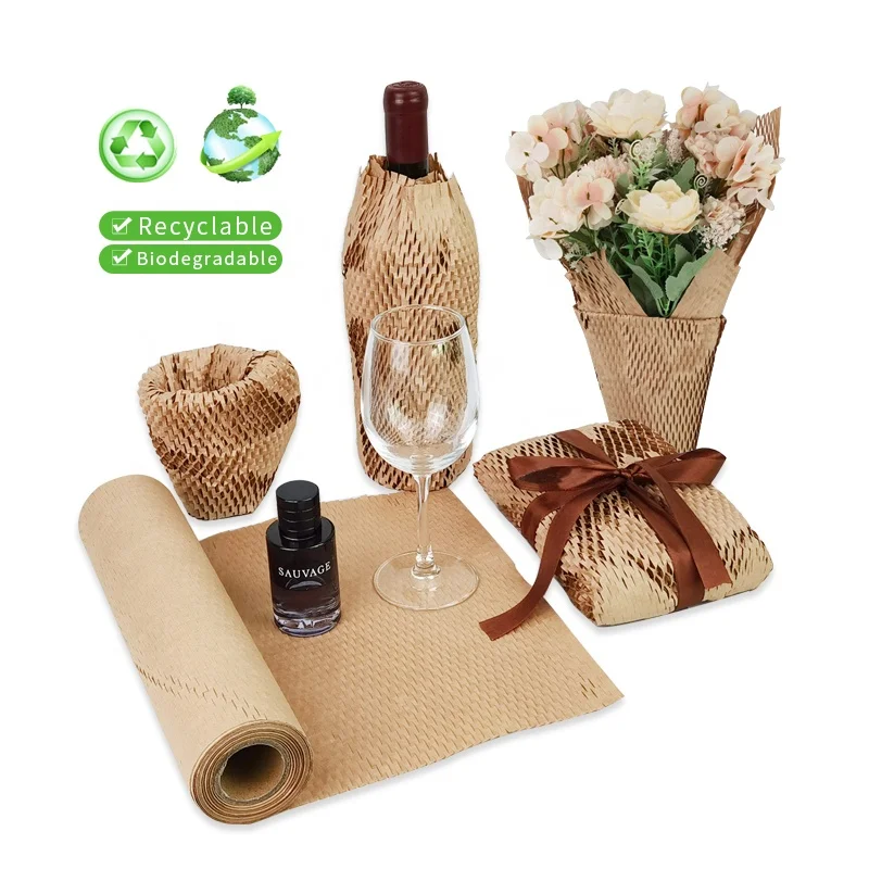 Recyclable Custom Size Honeycomb Packaging Paper Brown Honeycomb Cushion Paper Roll Honeycomb Kraft Paper
