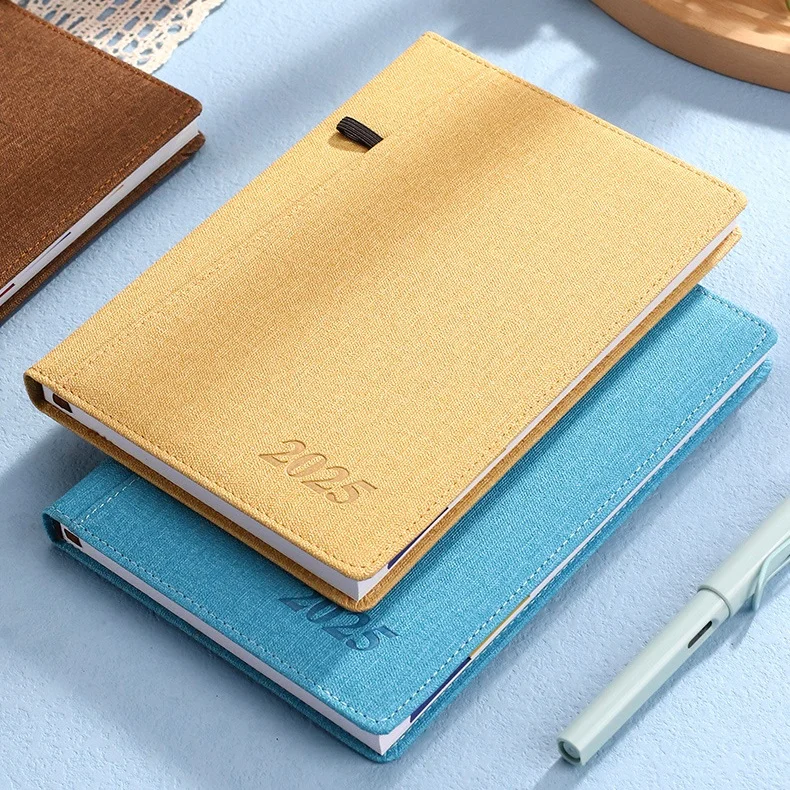 2025 Customized Business PU Leather Official Agenda Planner Calendar Notebook A5 English Spanish Notepad Diary Notebook