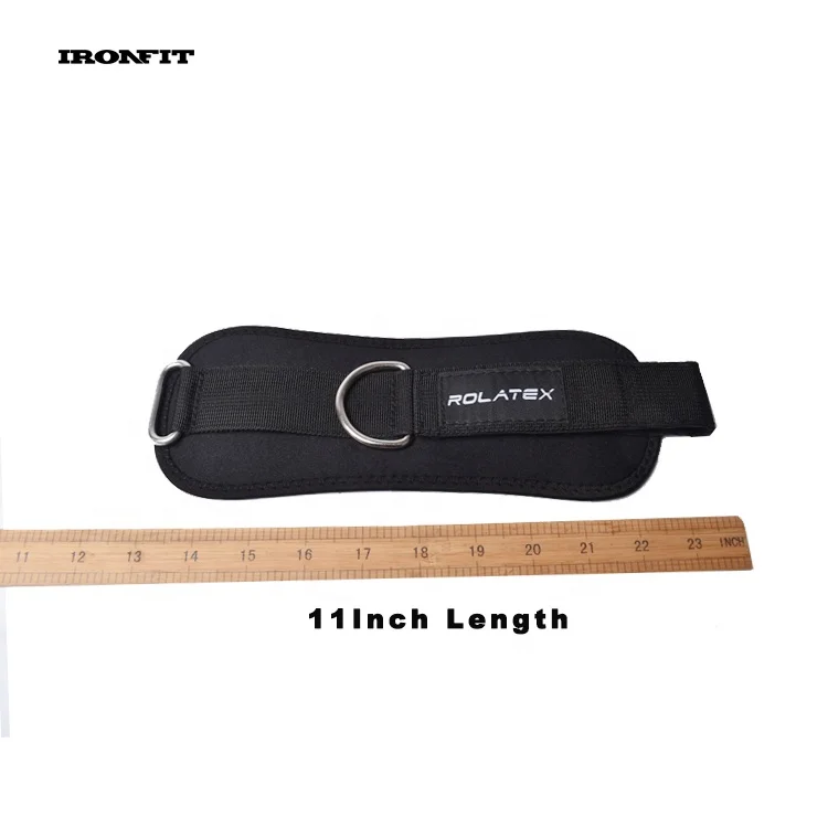 Black Neoprene Padded Custom Logo Dual D Rings Ankle Straps