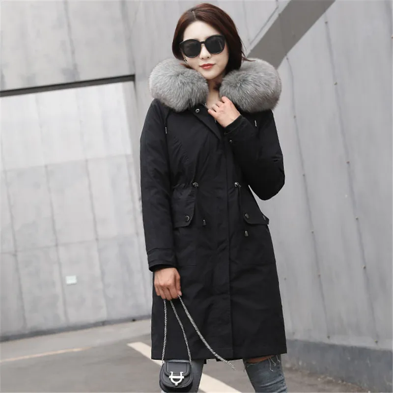  Толстая меховая парка пуховая куртка с подкладкой из перьев Женское зимнее пальто