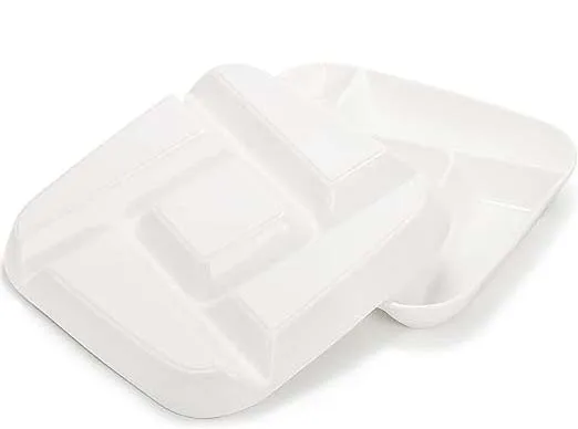 3 Pack  Ceramic Chip and Dip Serving Tray Porcelain Divided Serving Platter 5-Compartment  Stoneware Relish Fruit Dish