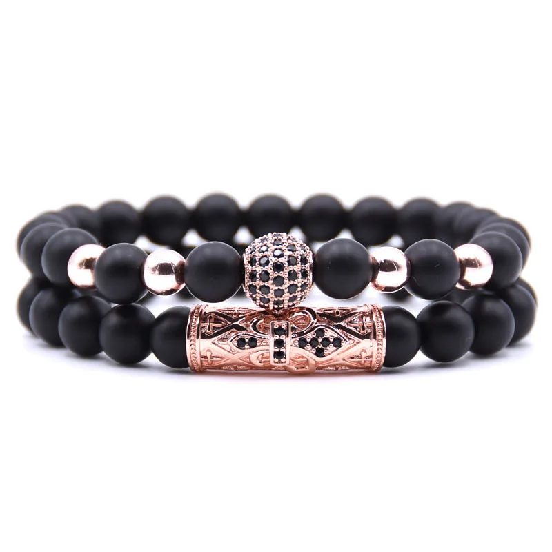 Men Custom Fashion Zircon Onyx Bracelets Jewelry Multi Layered Handmade Natural Stone Beads Charm Bracelet for Lover Jewelry