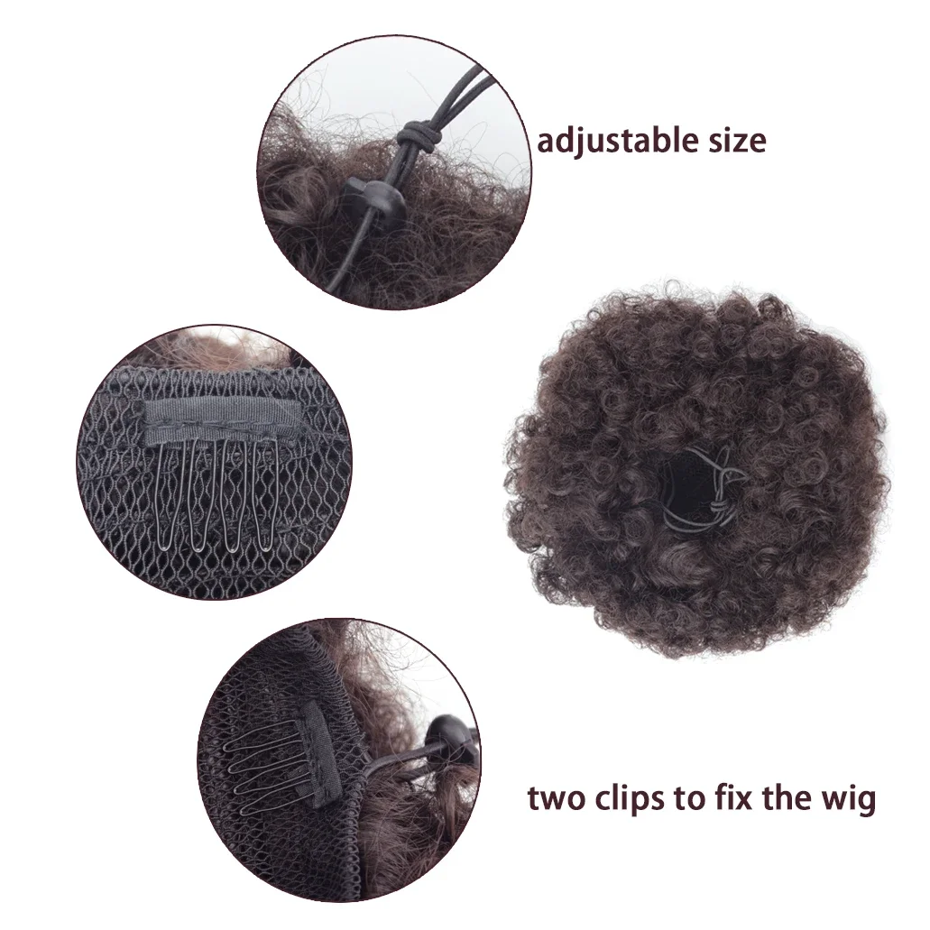 1 Pc Synthetic Hair Bun For Women Claw Clip Ponytail Fluffy Afro Short Hair Buns Hair Extension Hairpiece