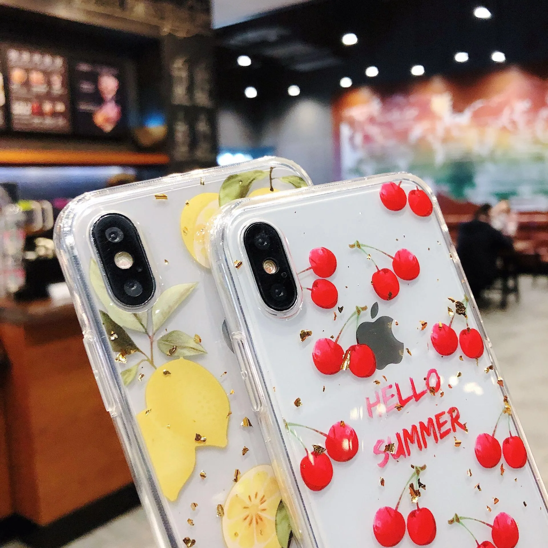 OEM/ODM онлайн-продажа индивидуальный для iphone x прозрачный чехол телефона с УФ-печатью фруктовый дизайн из ТПУ