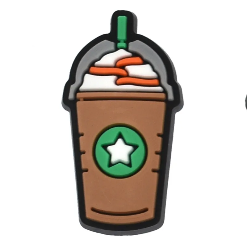 2024 Pearl milk tea fried wholesale new design foods Shoes Decoration Soft PVC rubber clog shoe charms marvel designer charms