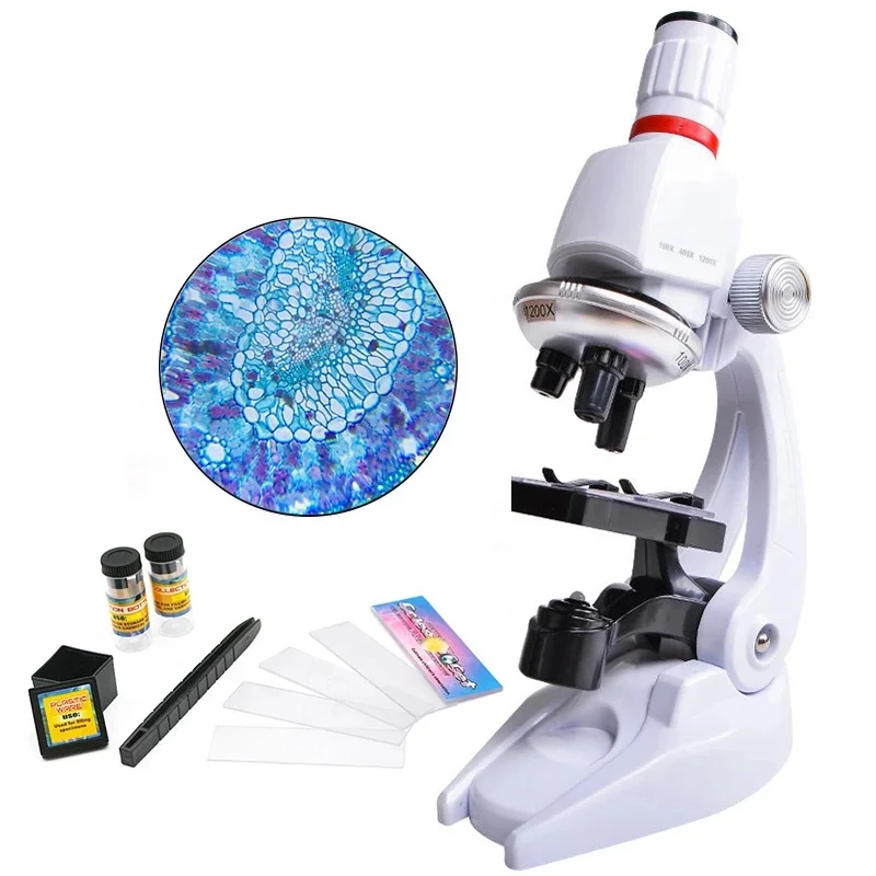Children Microscope Kit Lab Led 100/400/1200x Kids Zoom Microscope Biology For School Home Science Educational Toys Child Gifts