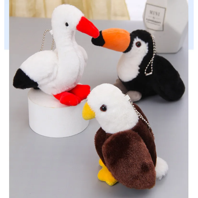 cute Soft Fluffy swan plush keychains toy Toucan Stuffed Animal Toy bird  key chains Bird keyring bag pendant owl plush keychain