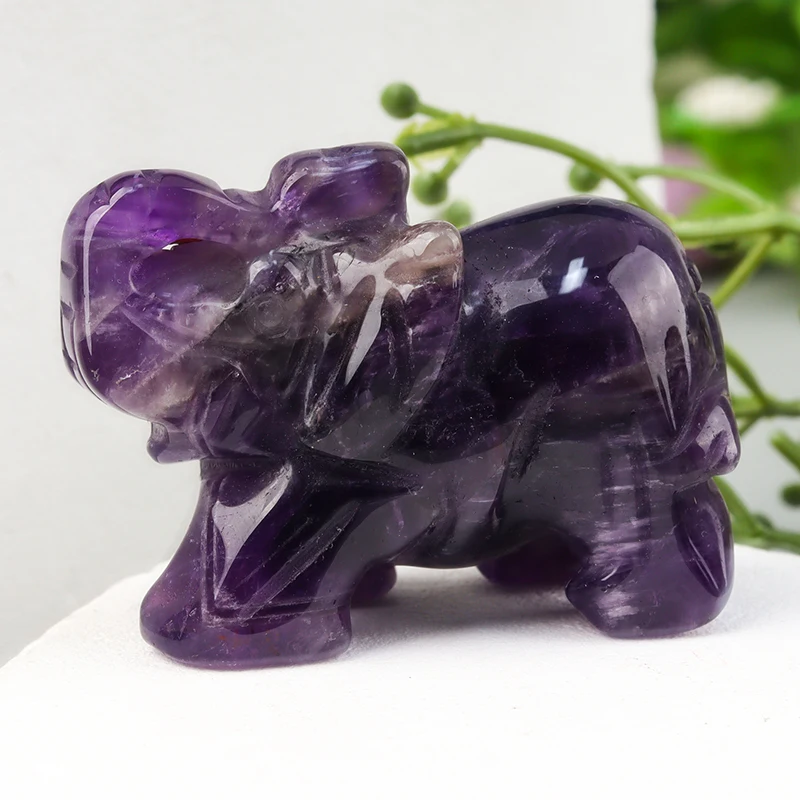 Wholesale Hand-Carved Natural Rose Quartz Crystal Craft Mini Animals Healing Statue Jade Elephant Figurine Home Decor Stone
