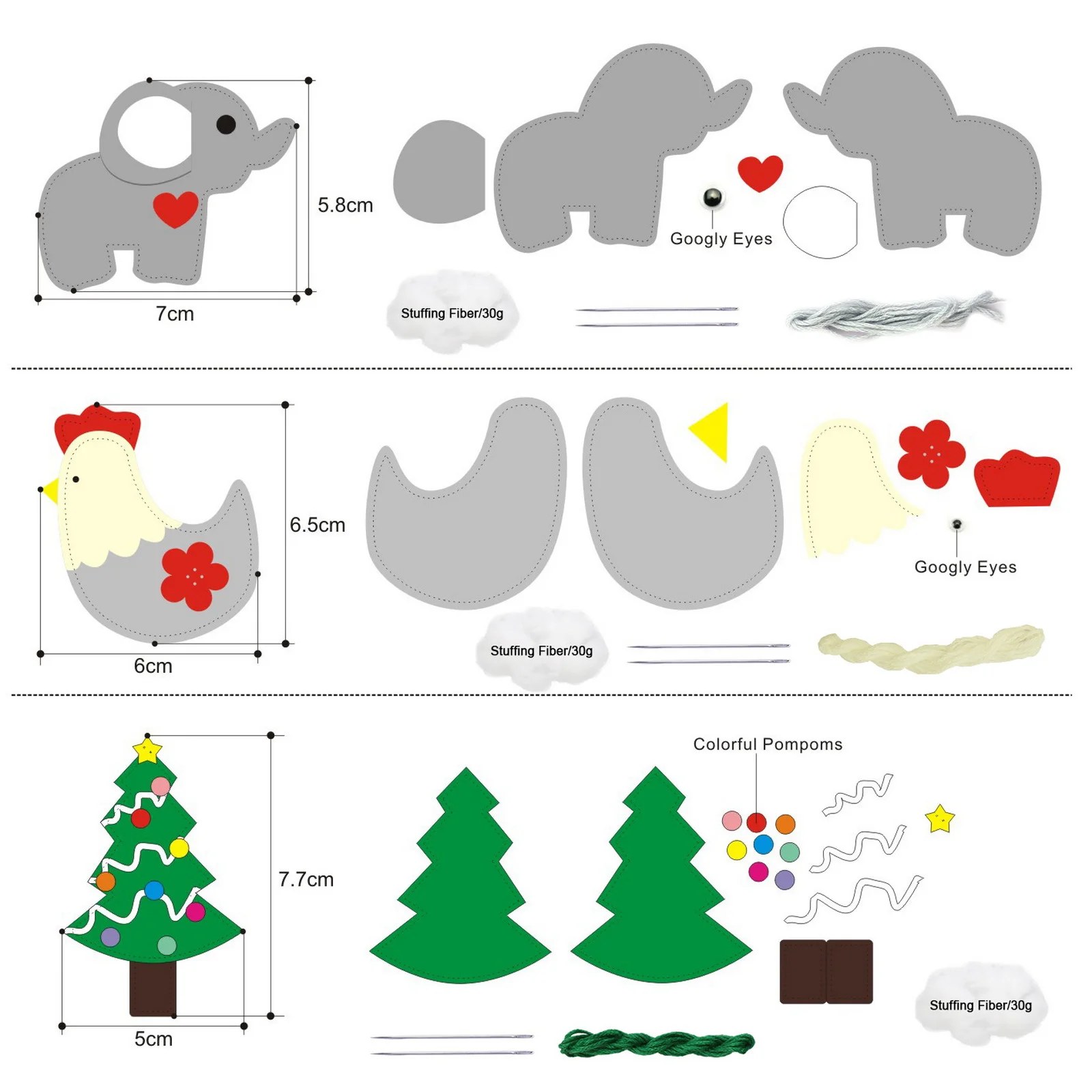 Wholesale DIY Sewing Toys Felt Sewing Set for Kit Children Felt Plush Animals Craft Kit