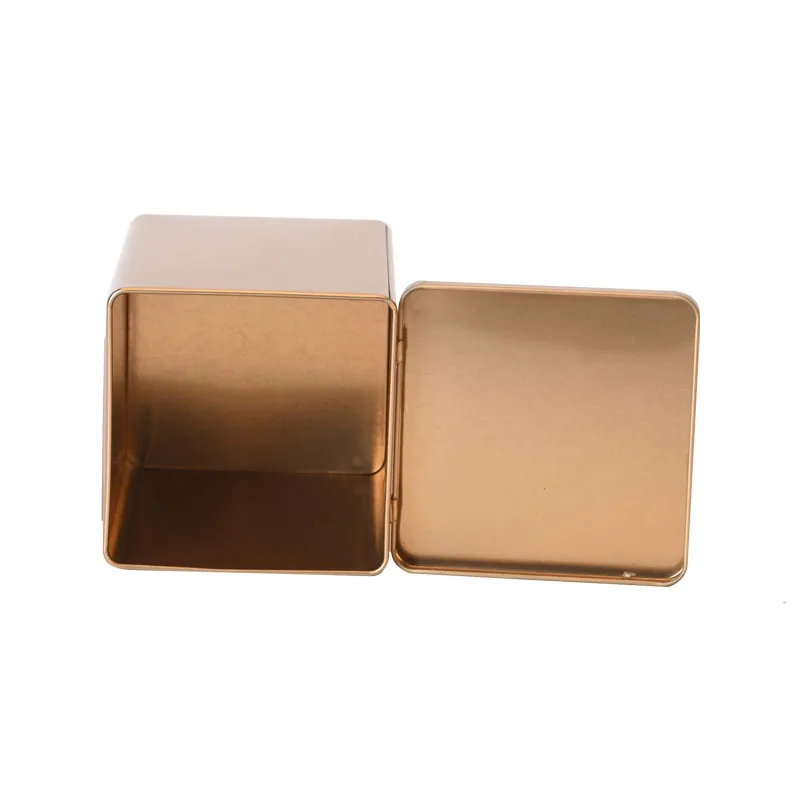 Customized Supplier Wholesale Rose Gold Big Square Tin Copper Cookie Candy Metal Can Coffee Packaging Tea Tins Boxes