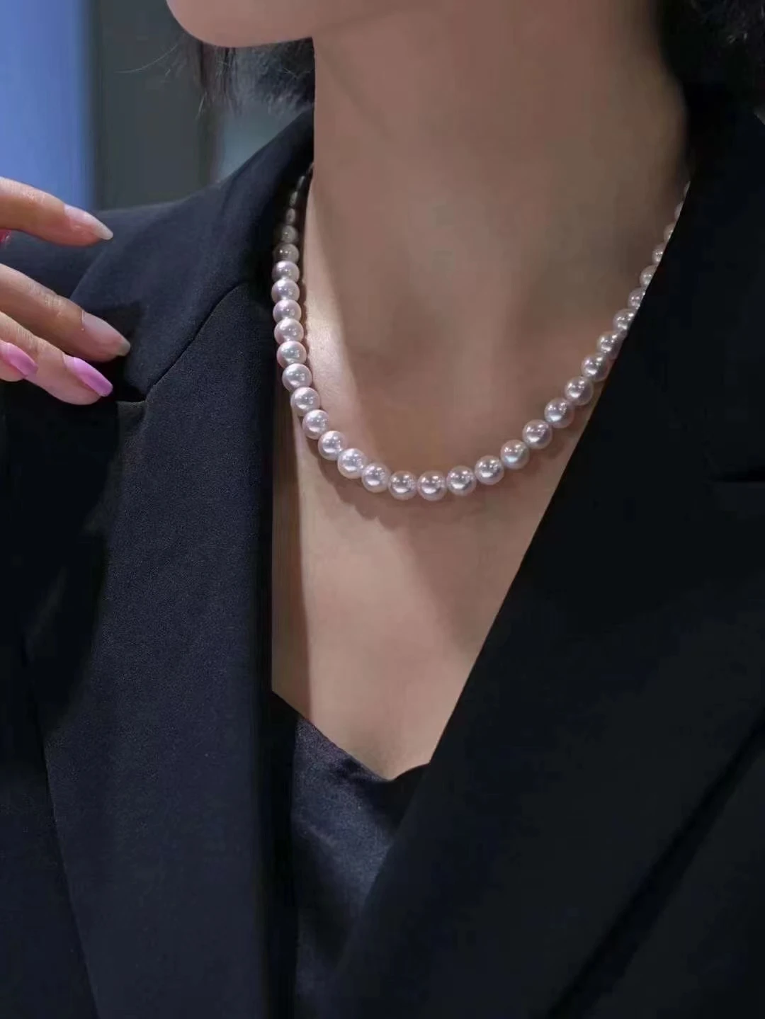 SGARIT Fine Colorful Jewelry 8-8.5mm Japan Akoya Sea Pearl Necklace Jewellery Hot Sale Mother Pearl Custom Pearl Necklaces