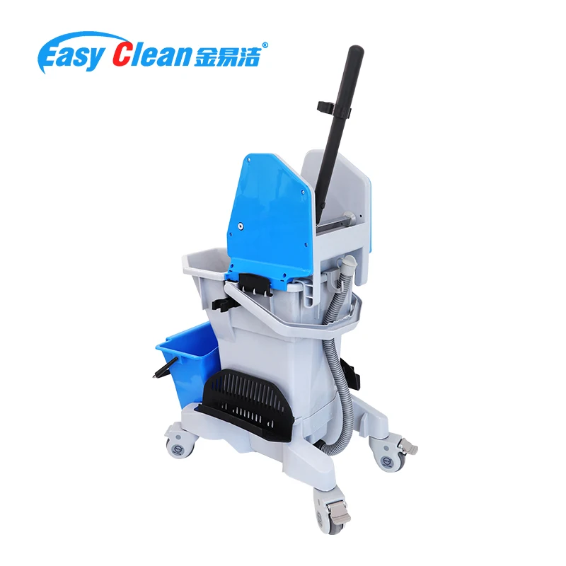 ECG  Hot Selling Multifunctional Plastic Cleaning Janitorial Cleaning Trolley Cart With Down Press Bucket Wringer