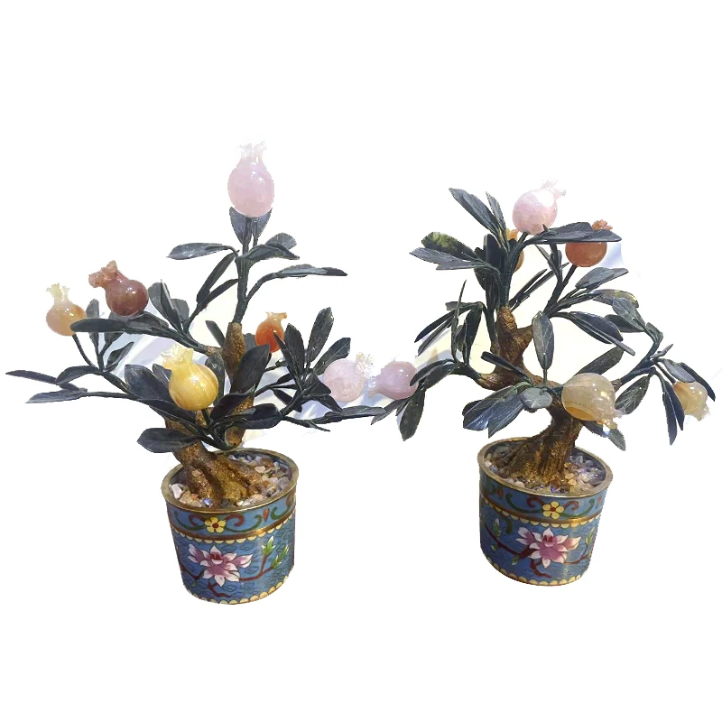 Natural jade many descendants handicrafts jade pomegranate bonsai ornaments