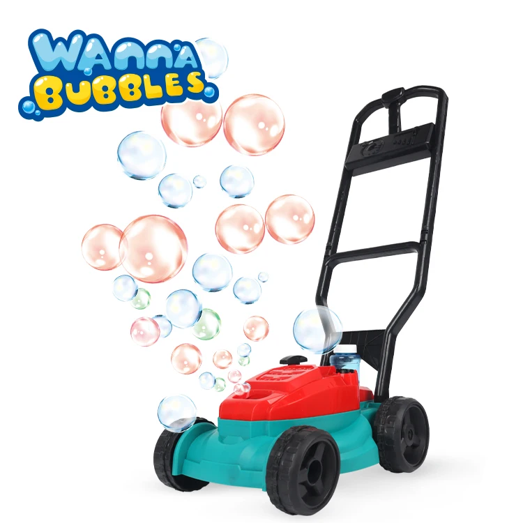 B/O Mega Bubble Lawn Mower Toy For Toddlers Electronic Plastic Bubbles Blower Machine Outdoor Toy For Kids Party Push Bubble Toy