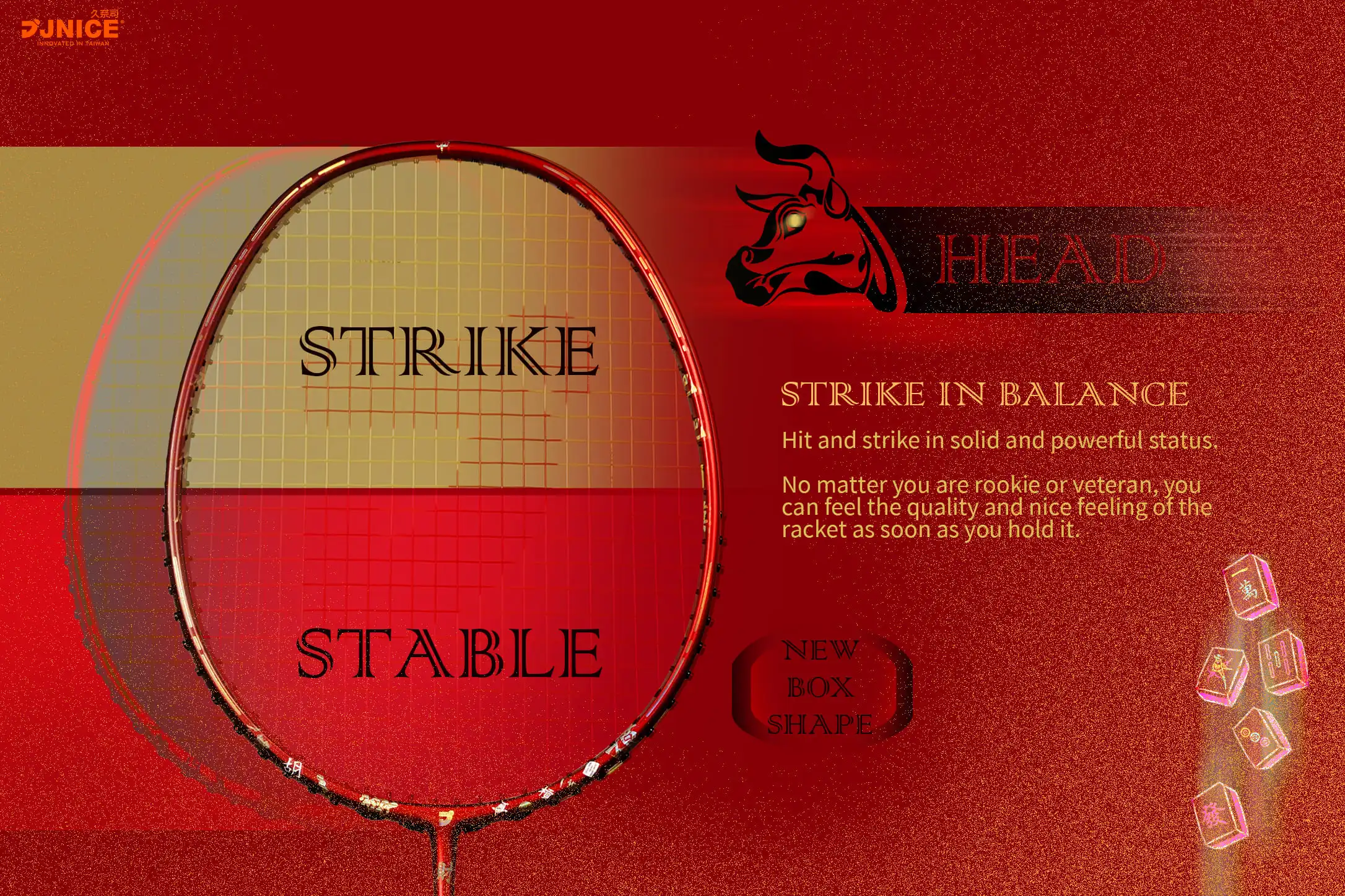 JNICE brand new design stylish MAHJONG 888 nano graphite  badminton racket