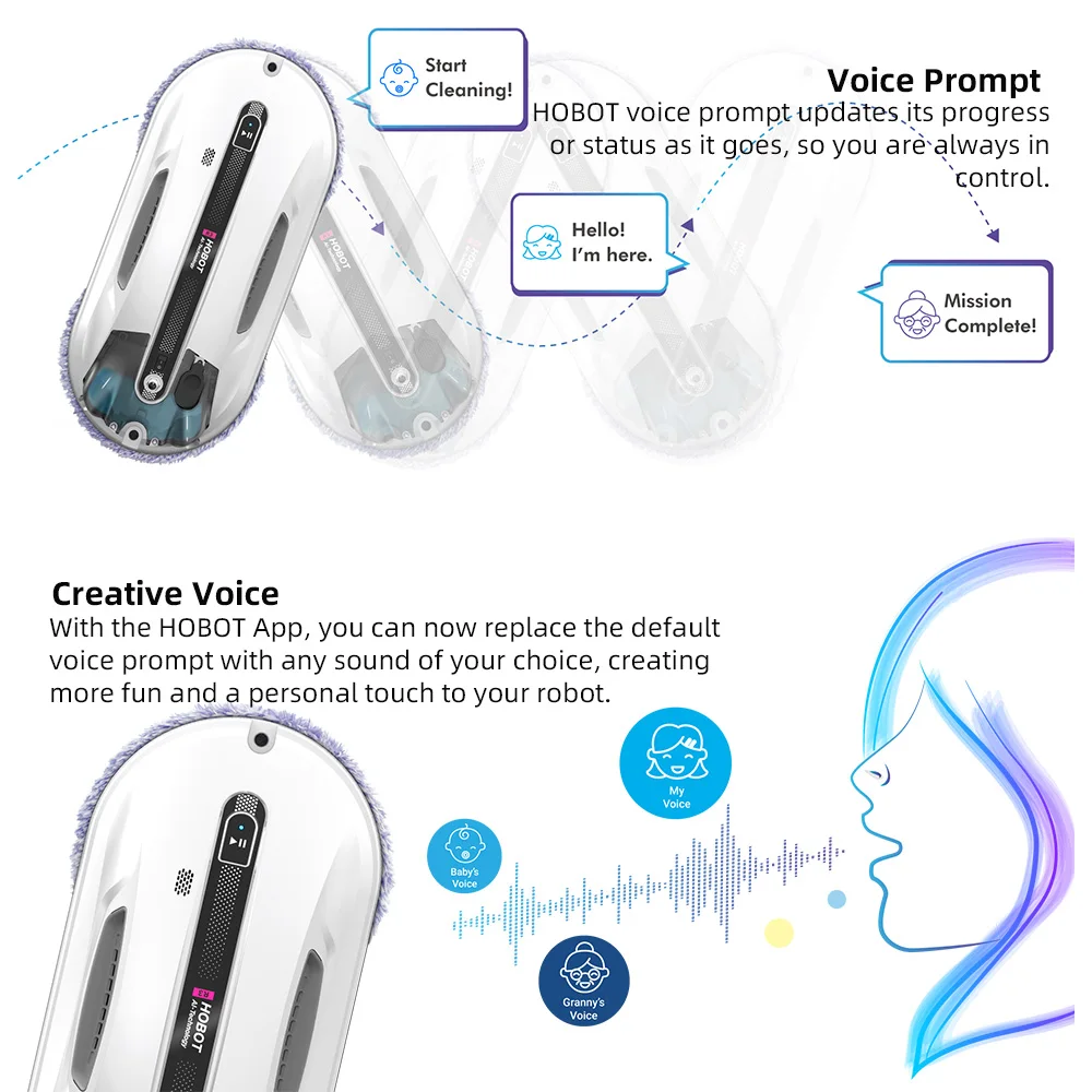 Hobot R3 Smart Window Vacuum Cleaning Robot, Dual Automatic Sprinkler System With Ultrasonic Nozzle For Super Cleaning Power
