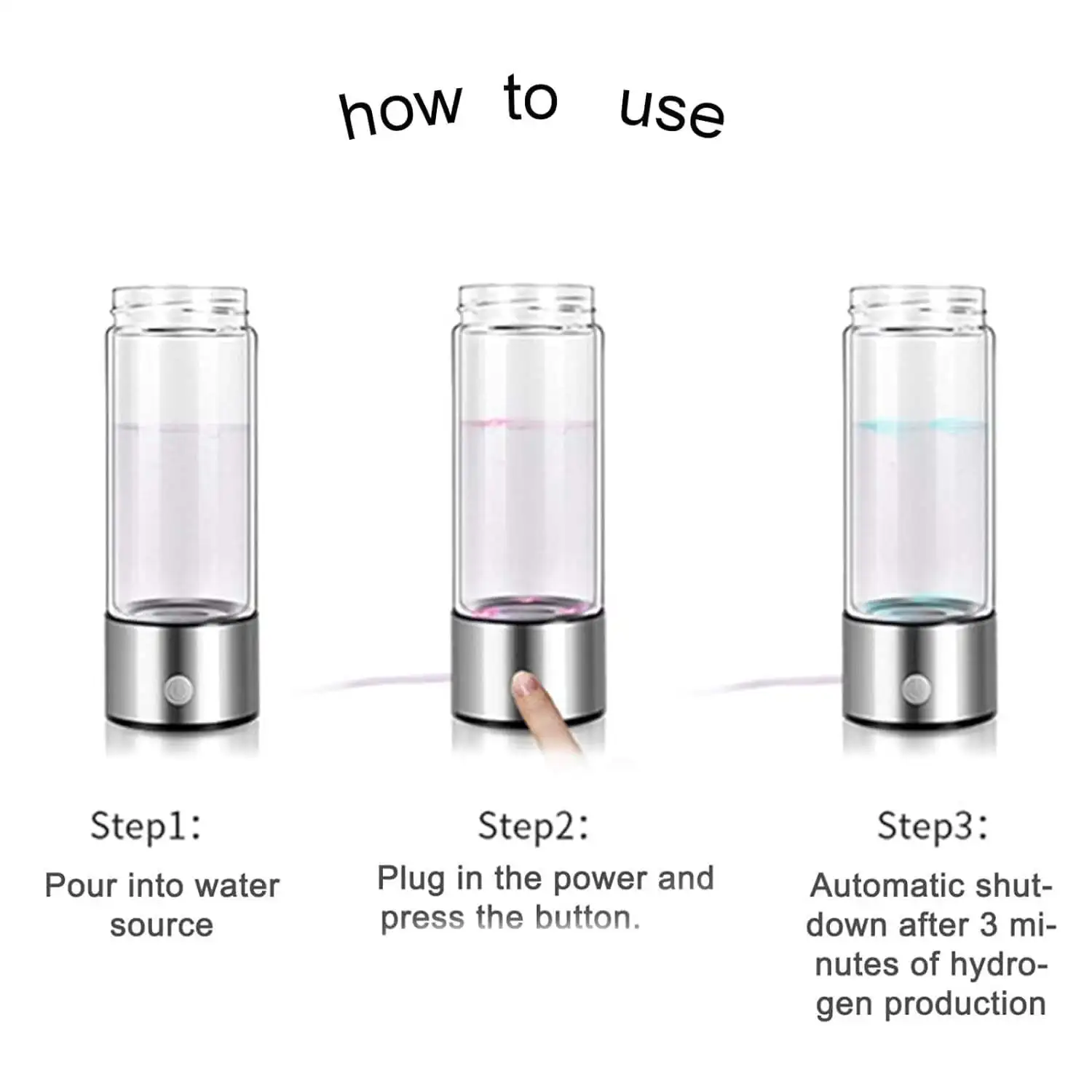 Rechargeable Hydrogen Water Generator Portable Hydrogen Water Ionizer Machine Hydrogen Water Bottle for Home Office Travel