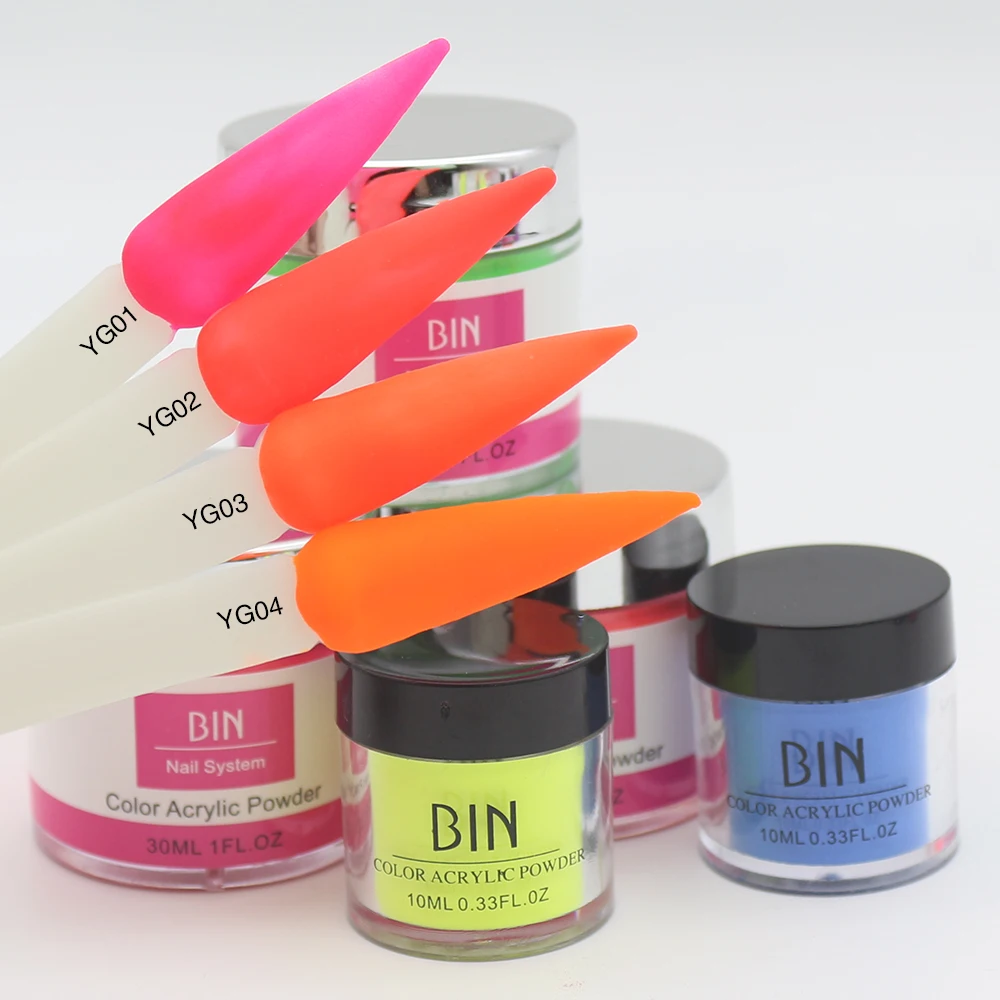 BIN 10ml Neon Acrylic dipping Nail Powder Professional manicure Polymer Powder for Nail Extension