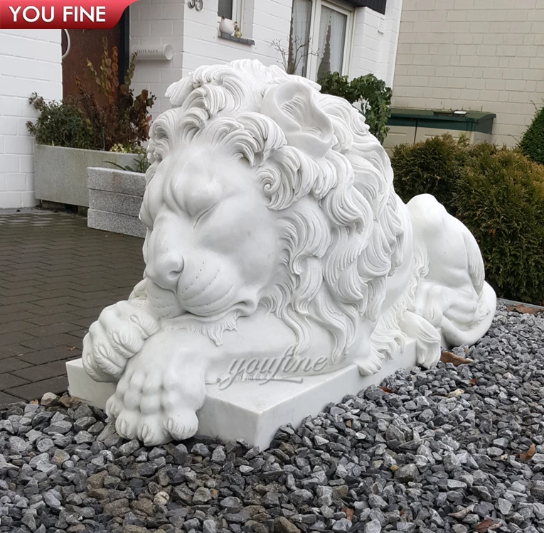 Modern Art  Animal Statue Lion Marble Sculpture LIfe Size Garden Statue