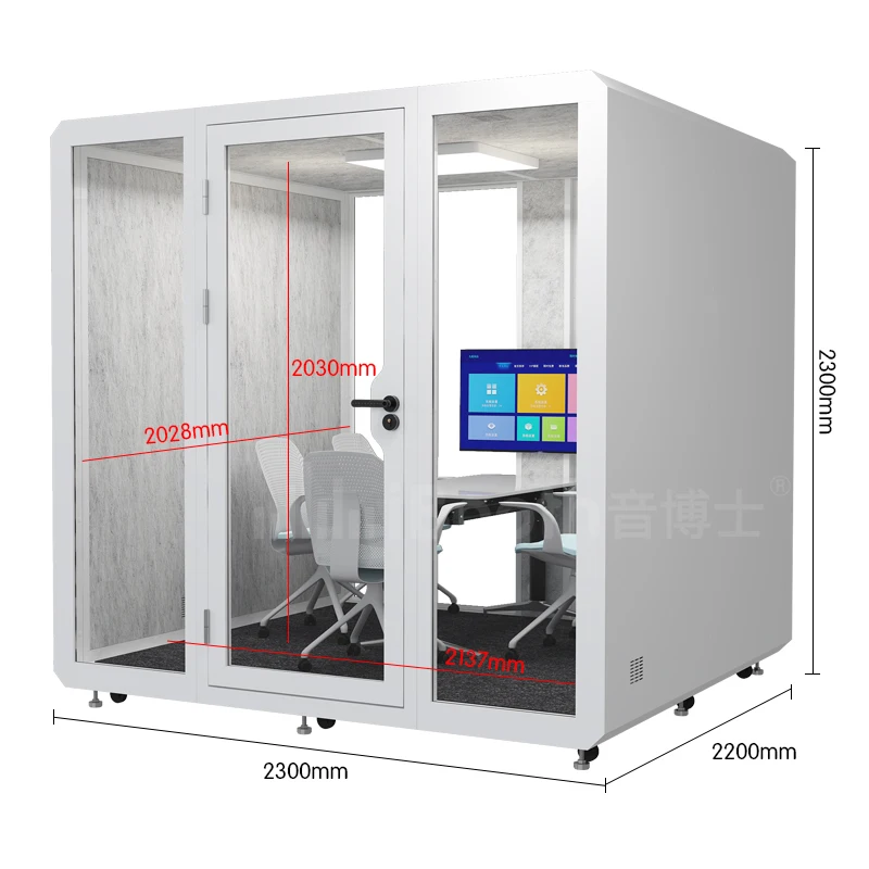 Working remotely soundproof booth studio box customized soundproof meeting pod large size soundproof conference room dividers
