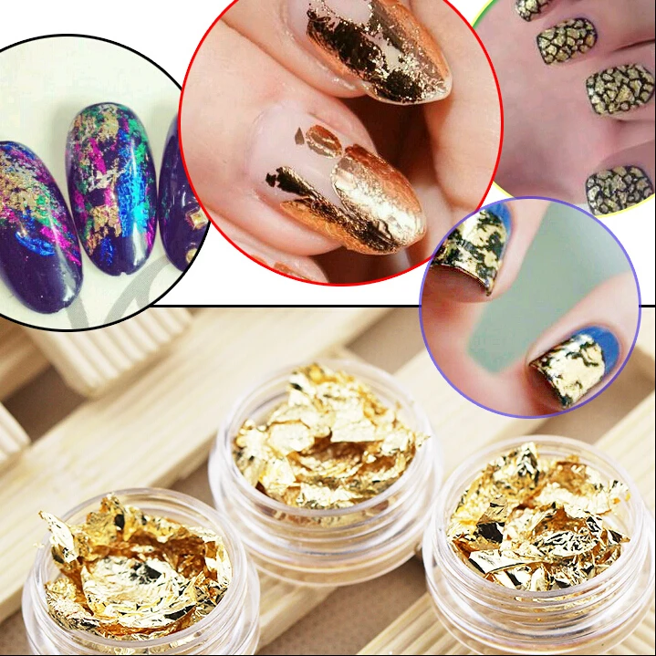 
new design gold leaf finger nail art gold foil nail art stickers for nail decoration 