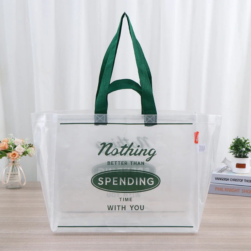 Custom Logo Laminated PP Woven Fabric Shopping Bags Reusable Gift Storage Handled Supermarket Packaging Packing Printed Pattern