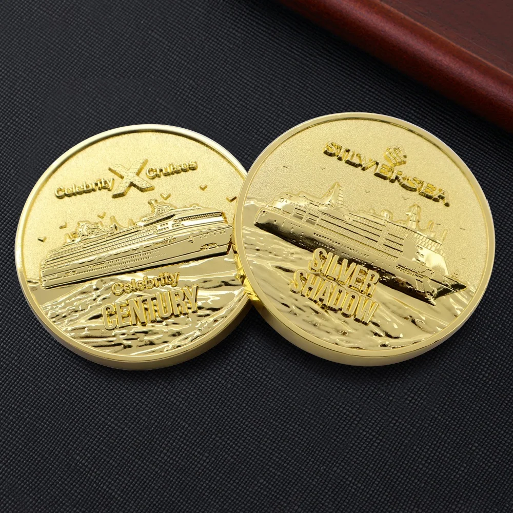 custom 3d enamel logo fake round gold challenge coins