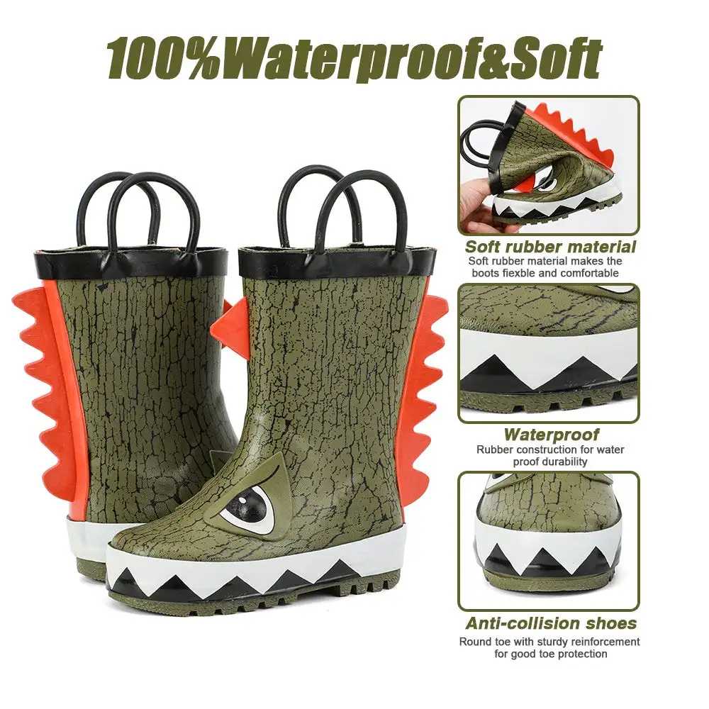 Резиновые сапоги унисекс для детей, зеленые Мультяшные детские резиновые сапоги, детские резиновые сапоги
