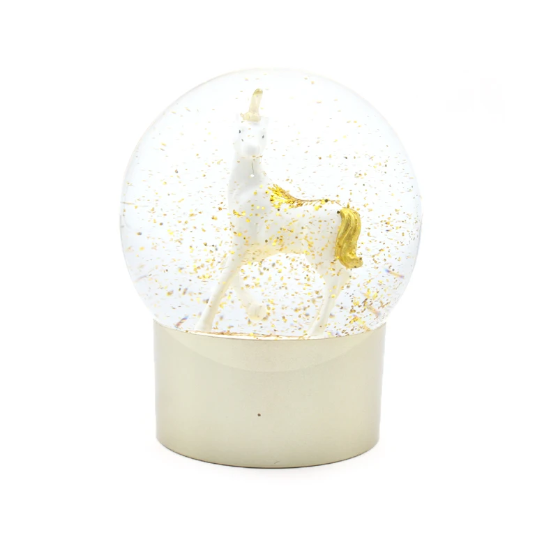 Lovely Resin Snow Globes Golden Unicorn  Water Globe For Home Decoration