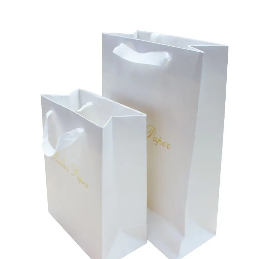 Biodegradable White Kraft Paper Bag with Logo Print Premium Quality Gift Paper Bag