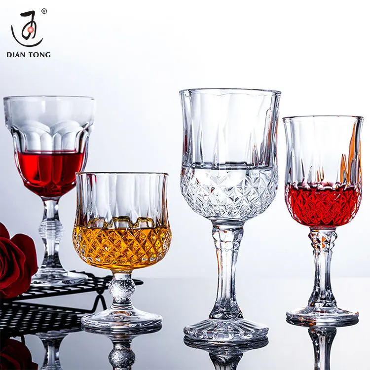 220Ml Engraved Hotel Restaurant Custom Glassware Crystal Clear Goblets Cups Water Wine Glasses Goblet Vintage Goblets Weeding