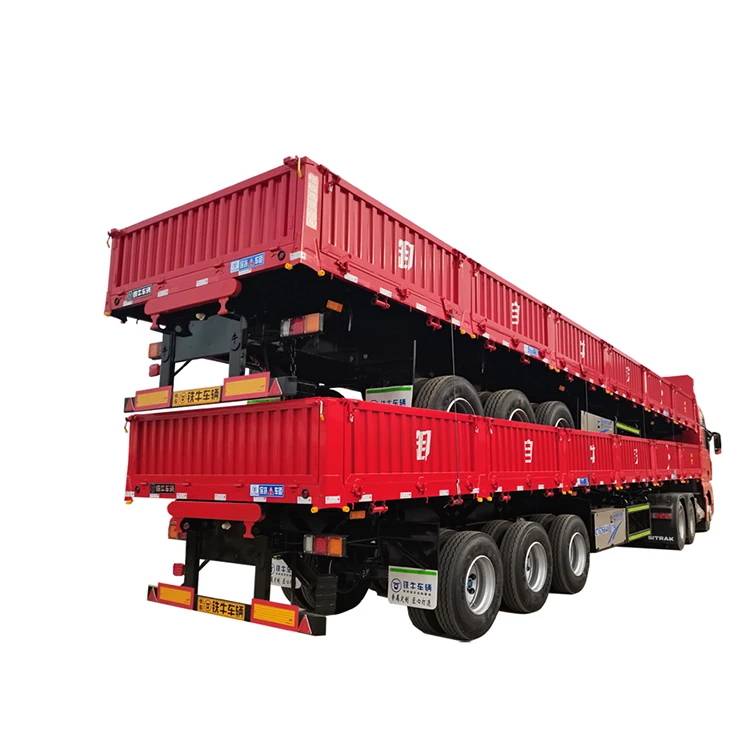 3 axles heavy transport cargo high side fence semi trailer fence flatbed truck trailer
