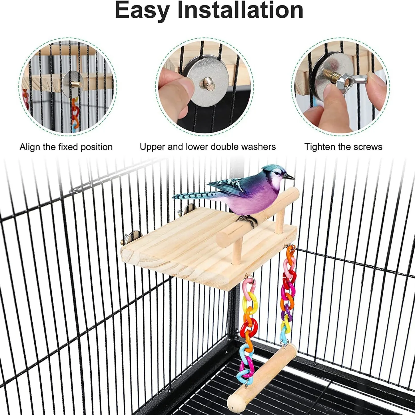 Bird Perches Cage Toys Parrot Wooden Platform Play Gyms Exercise Stands