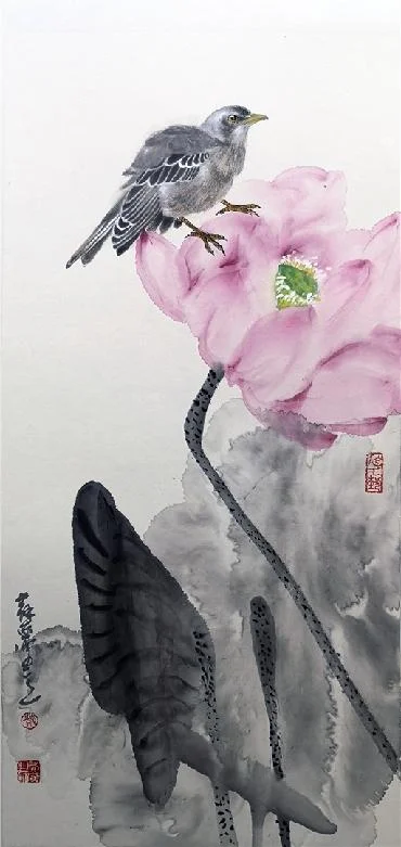 Wholesale Chinese handmade furniture decoration painting flower and fish painting