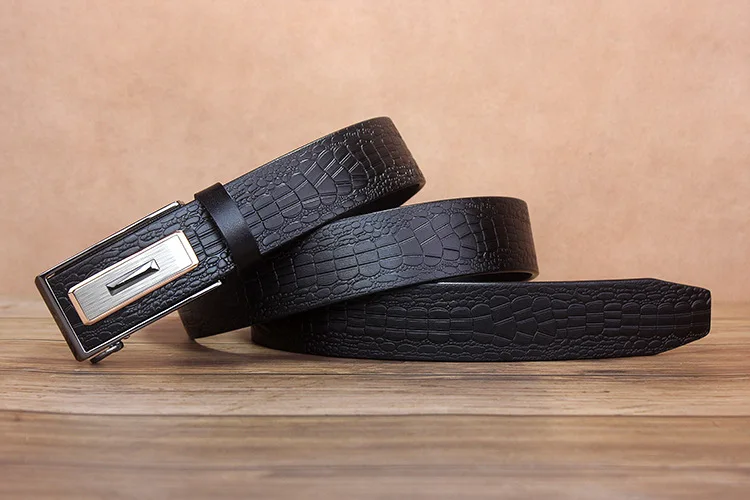 cowhide leather man belts wholesale  automatic buckle youth belt crocodile pants genuine leather belts for men