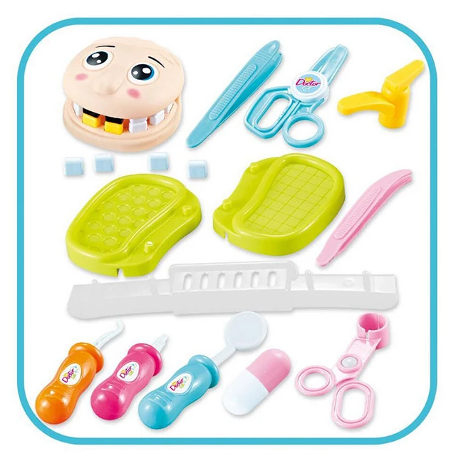 Children Dentist Medical Tools Suitcase Kids Pretend Medical Extraction Tooth Toys Plastic Dental Doctor Tool Set Toys