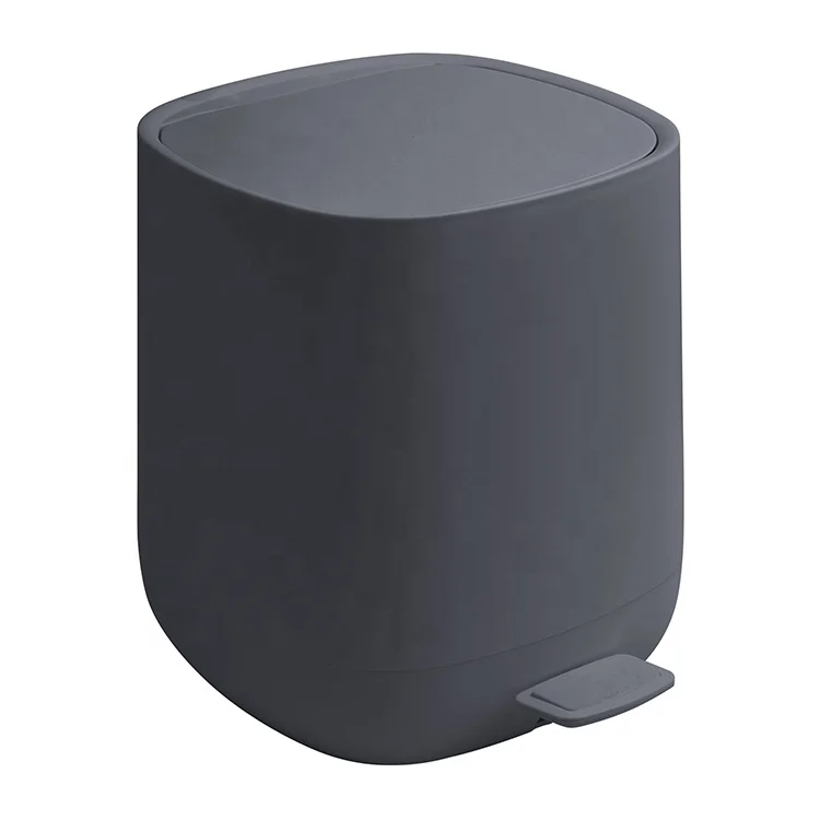 HANGSHAU Modern 5l Plastic Pedal Bin With Abs Soft Closed Lid Matte White Grey Black Color Foot Pedal Kitchen Bathroom Trash Can