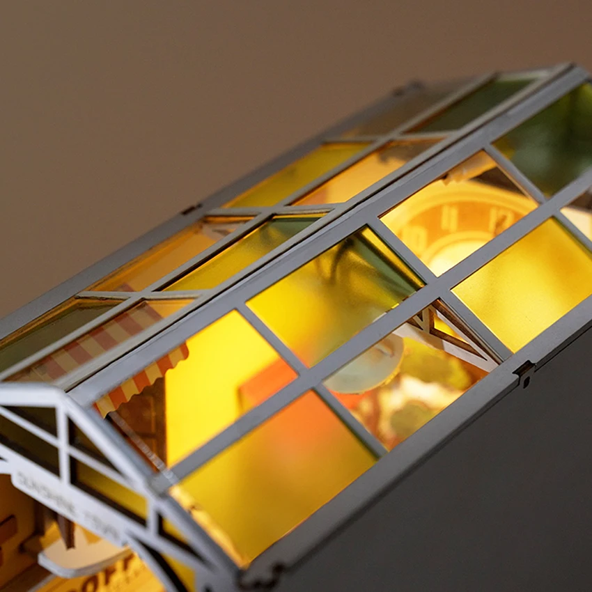 Robotime Rolife Book Nook TGB02 3D Wooden Sunshine Town Puzzle DIY Miniature Doll House